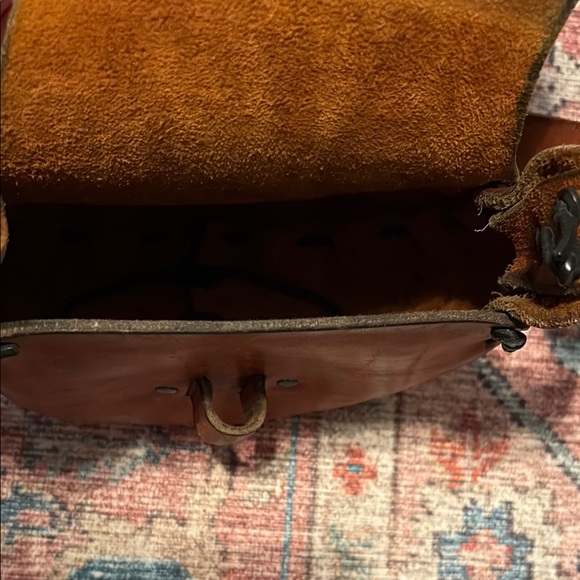 Vintage 70s Hippie Brown Leather Women's Bag - Picture 7 of 12